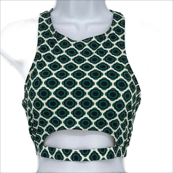 Racer Back Tankini Swimsuit Top with Geo in Green and Blue Size Medium - Picture 3 of 5